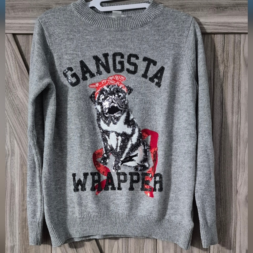 H&M Gray Sweater with Dog Graphic